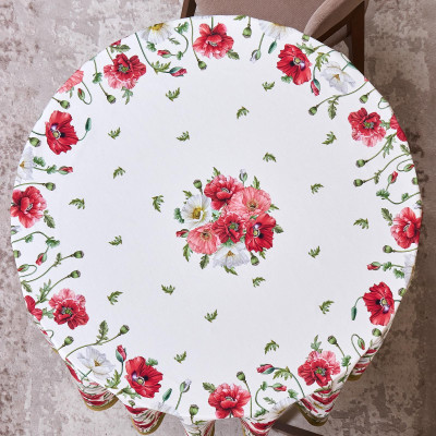 Скатерть круглая "МАКИ" d185см ,кремовый, 100% хлопок,твил с пропиткой LEFARD 850-731-22-2