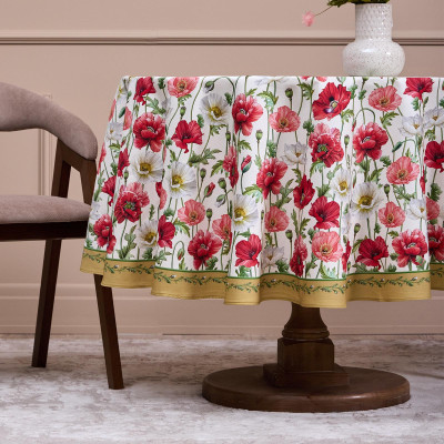 Скатерть круглая "МАКИ" d185см ,кремовый, 100% хлопок,твил с пропиткой LEFARD 850-731-22-5