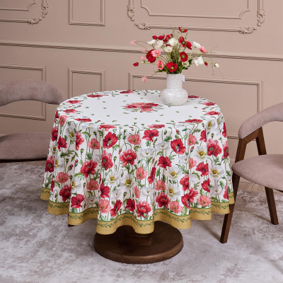 Скатерть круглая "МАКИ" d185см ,кремовый, 100% хлопок,твил с пропиткой LEFARD 850-731-22-6