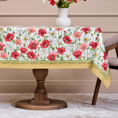 Скатерть "МАКИ" 140х180 ,кремовый, 100% хлопок с пропиткой,твил LEFARD 850-731-23-6