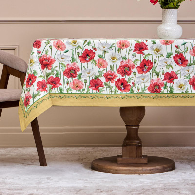 Скатерть "МАКИ" 140х180 ,кремовый, 100% хлопок с пропиткой,твил LEFARD 850-731-23-7