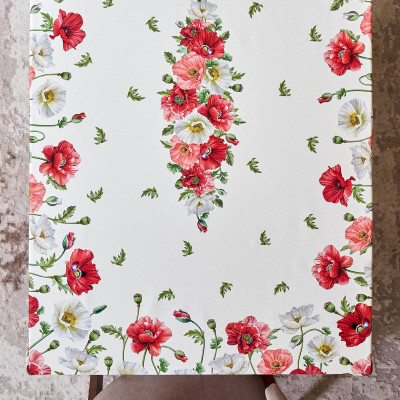 Скатерть "МАКИ" 140х180 ,кремовый, 100% хлопок с пропиткой,твил LEFARD 850-731-23-10