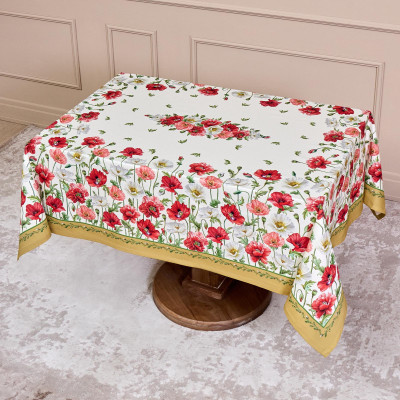 Скатерть "МАКИ" 140х180 ,кремовый, 100% хлопок с пропиткой,твил LEFARD 850-731-23-12