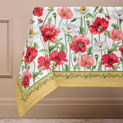 Скатерть "МАКИ" 140х180 ,кремовый, 100% хлопок с пропиткой,твил LEFARD 850-731-23-13