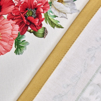 Скатерть "МАКИ" 140х180 ,кремовый, 100% хлопок с пропиткой,твил LEFARD 850-731-23-2