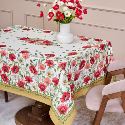 Скатерть "МАКИ" 140х180 ,кремовый, 100% хлопок с пропиткой,твил LEFARD 850-731-23-4