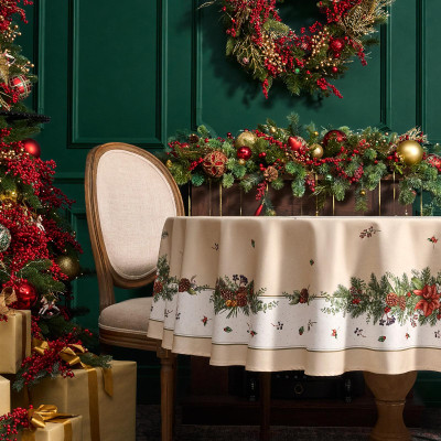 Скатерть круглая " CELEBRATION" 190см , бежевый, 100% хлопок, твил, горох пропитка LEFARD 850-734-22-9