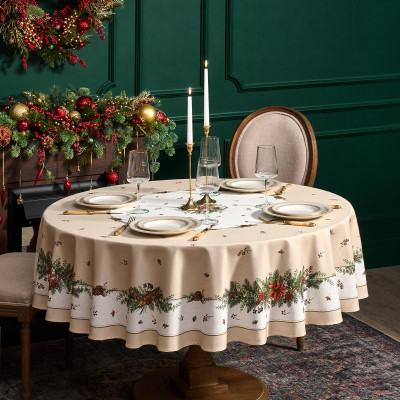 Скатерть круглая " CELEBRATION" 190см , бежевый, 100% хлопок, твил, горох пропитка LEFARD 850-734-22-5