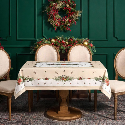 Скатерть " CELEBRATION" 140х180см , бежевый, 100% хлопок с пропиткой, твил, горох LEFARD 850-734-23-9