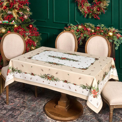 Скатерть " CELEBRATION" 140х180см , бежевый, 100% хлопок с пропиткой, твил, горох LEFARD 850-734-23-11