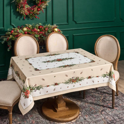 Скатерть " CELEBRATION" 140х180см , бежевый, 100% хлопок с пропиткой, твил, горох LEFARD 850-734-23-12