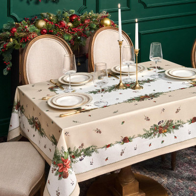 Скатерть " CELEBRATION" 140х180см , бежевый, 100% хлопок с пропиткой, твил, горох LEFARD 850-734-23-5