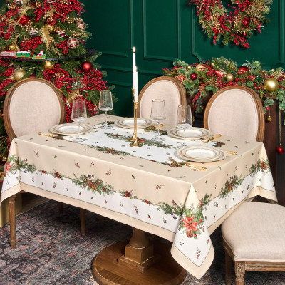 Скатерть " CELEBRATION" 140х180см , бежевый, 100% хлопок с пропиткой, твил, горох LEFARD 850-734-23-6