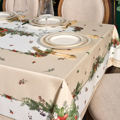 Скатерть " CELEBRATION" 140х180см , бежевый, 100% хлопок с пропиткой, твил, горох LEFARD 850-734-23-7