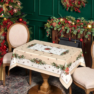 Скатерть " CELEBRATION" 140х110см , бежевый, 100% хлопок с пропиткой, твил, горох LEFARD 850-734-26-9