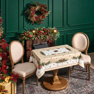 Скатерть " CELEBRATION" 140х110см , бежевый, 100% хлопок с пропиткой, твил, горох LEFARD 850-734-26-10