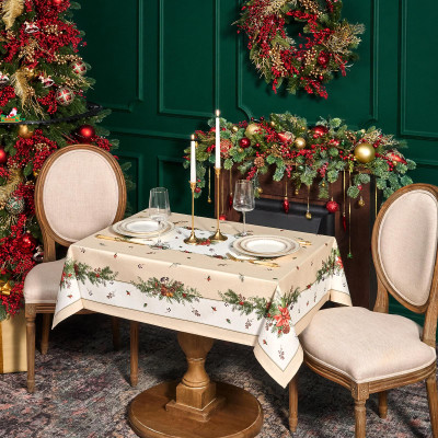 Скатерть " CELEBRATION" 140х110см , бежевый, 100% хлопок с пропиткой, твил, горох LEFARD 850-734-26-1