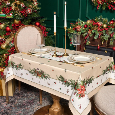 Скатерть " CELEBRATION" 140х110см , бежевый, 100% хлопок с пропиткой, твил, горох LEFARD 850-734-26-5