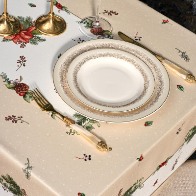 Скатерть " CELEBRATION" 140х110см , бежевый, 100% хлопок с пропиткой, твил, горох LEFARD 850-734-26-6