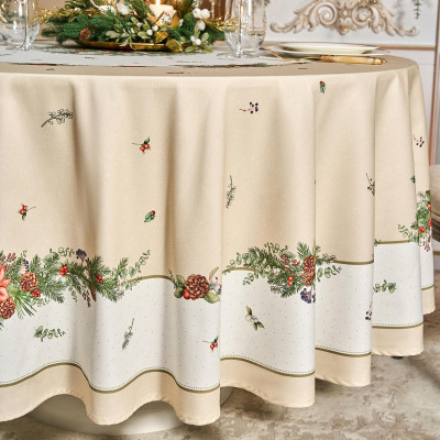 Скатерть круглая " CELEBRATION" 220см , бежевый, 100% хлопок, твил, пропитка LEFARD 850-734-28-10