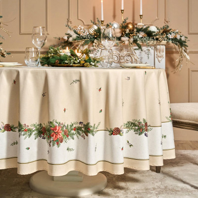 Скатерть круглая " CELEBRATION" 220см , бежевый, 100% хлопок, твил, пропитка LEFARD 850-734-28-2