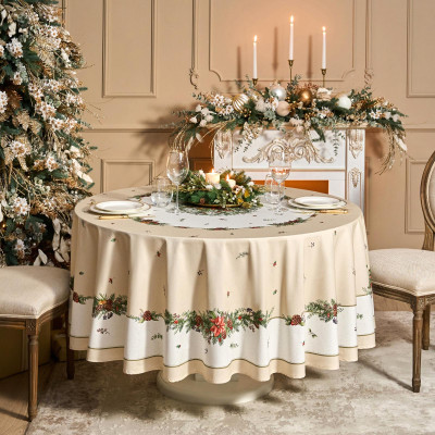 Скатерть круглая " CELEBRATION" 220см , бежевый, 100% хлопок, твил, пропитка LEFARD 850-734-28