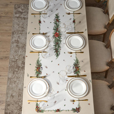 Скатерть "CELEBRATION" 140х400см ,бежевый,100% хлопок с пропиткой,твил LEFARD 850-734-29-9