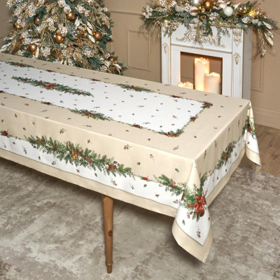 Скатерть "CELEBRATION" 140х400см ,бежевый,100% хлопок с пропиткой,твил LEFARD 850-734-29-11