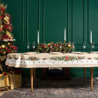 Скатерть овальная " CELEBRATION" 140х300см ,бежевый, 100% хлопок,твил, пропитка LEFARD 850-734-42-2