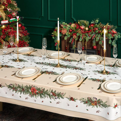 Скатерть овальная " CELEBRATION" 140х300см ,бежевый, 100% хлопок,твил, пропитка LEFARD 850-734-42-5