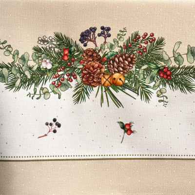 Скатерть овальная " CELEBRATION" 140х300см ,бежевый, 100% хлопок,твил, пропитка LEFARD 850-734-42-6