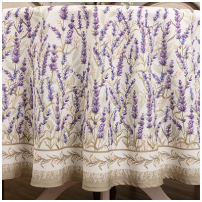 Скатерть круглая "ДУША ПРОВАНСА" 190см ,белый, 100% хлопок, твил, с пропиткой LEFARD 850-735-25-1