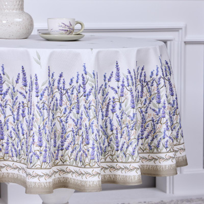Скатерть круглая "ДУША ПРОВАНСА" 150 см , 100% хлопок, белый, твил, пропитка LEFARD 850-735-27-9