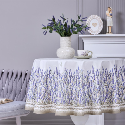 Скатерть круглая "ДУША ПРОВАНСА" 150 см , 100% хлопок, белый, твил, пропитка LEFARD 850-735-27-12