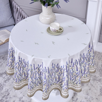Скатерть круглая "ДУША ПРОВАНСА" 150 см , 100% хлопок, белый, твил, пропитка LEFARD 850-735-27-13