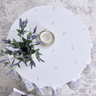 Скатерть круглая "ДУША ПРОВАНСА" 150 см , 100% хлопок, белый, твил, пропитка LEFARD 850-735-27-14