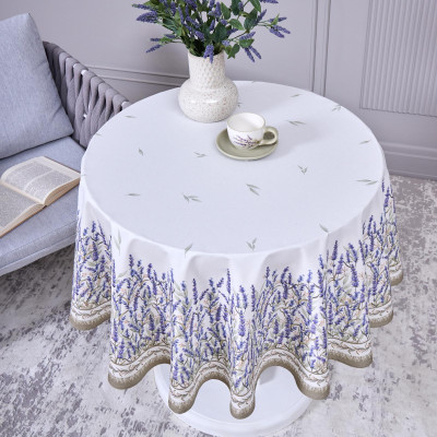 Скатерть круглая "ДУША ПРОВАНСА" 150 см , 100% хлопок, белый, твил, пропитка LEFARD 850-735-27-15