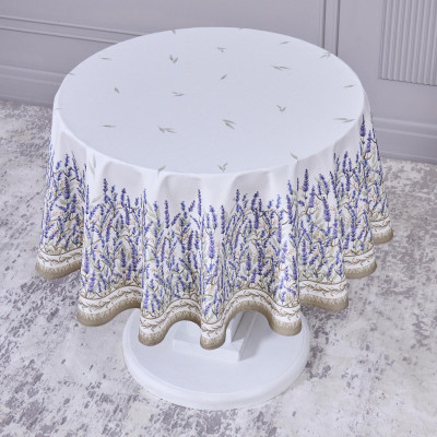 Скатерть круглая "ДУША ПРОВАНСА" 150 см , 100% хлопок, белый, твил, пропитка LEFARD 850-735-27-16