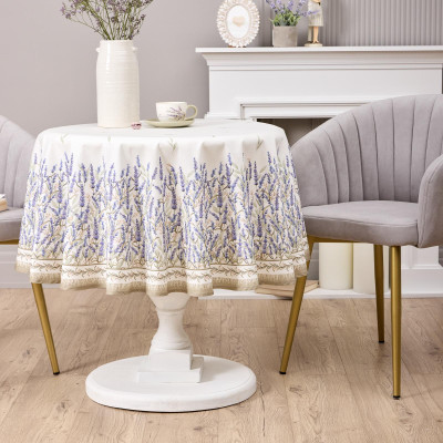 Скатерть круглая "ДУША ПРОВАНСА" 150 см , 100% хлопок, белый, твил, пропитка LEFARD 850-735-27-3