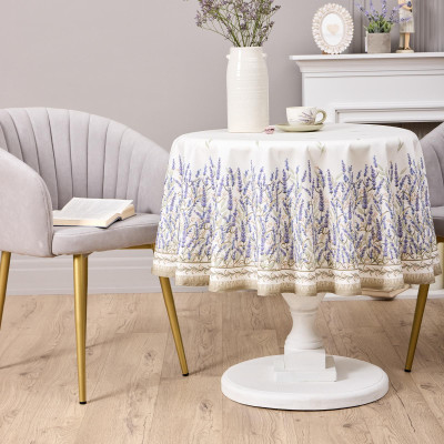 Скатерть круглая "ДУША ПРОВАНСА" 150 см , 100% хлопок, белый, твил, пропитка LEFARD 850-735-27-6