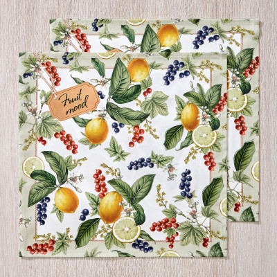 Набор салфеток из 2-х шт " FRUIT BASKET" , 40х40см, 100% хлопок, бежевый, твил, LEFARD 850-741-8