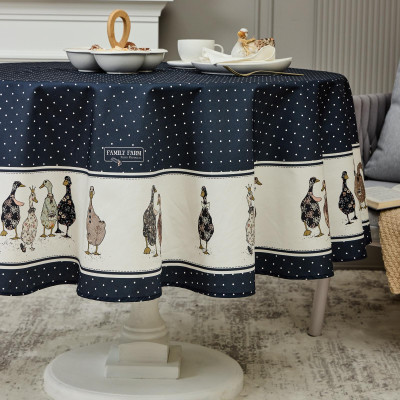 Скатерть круглая "FAMILY FARM" 190см ,синий, 100% хлопок, твил, с пропиткой LEFARD 850-742-22-1