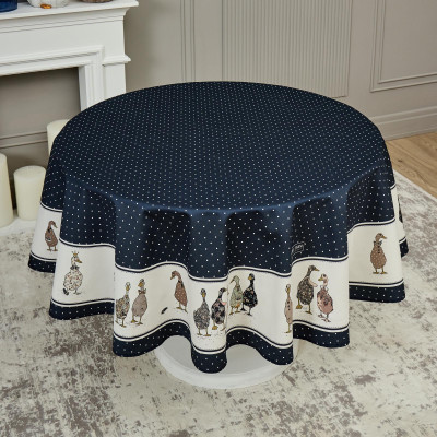 Скатерть круглая "FAMILY FARM" 190см ,синий, 100% хлопок, твил, с пропиткой LEFARD 850-742-22-4