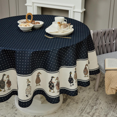 Скатерть круглая "FAMILY FARM" 190см ,синий, 100% хлопок, твил, с пропиткой LEFARD 850-742-22-8