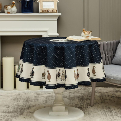 Скатерть круглая "FAMILY FARM" 150см ,синий, 100% хлопок, твил, с пропиткой LEFARD 850-742-23