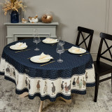 Скатерть овальная "FAMILY FARM" 190х220см ,синий, 100% хлопок, твил, с пропиткой LEFARD 850-742-24