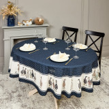 Скатерть овальная "FAMILY FARM" 160х220 см ,синий, 100% хлопок, твил, с пропиткой LEFARD 850-742-26
