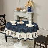 Скатерть овальная "FAMILY FARM" 140х180см ,синий,100% хлопок,твил,с пропиткой LEFARD 850-742-27