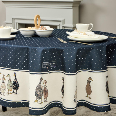 Скатерть овальная "FAMILY FARM" 140х180см ,синий,100% хлопок,твил,с пропиткой LEFARD 850-742-27-3