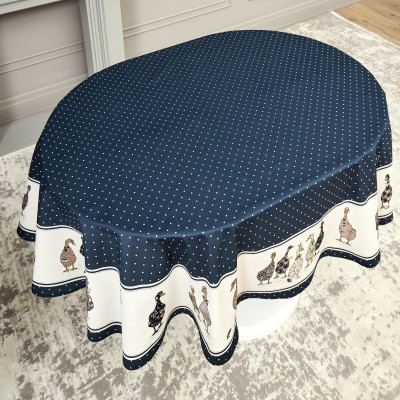 Скатерть овальная "FAMILY FARM" 140х180см ,синий,100% хлопок,твил,с пропиткой LEFARD 850-742-27-6